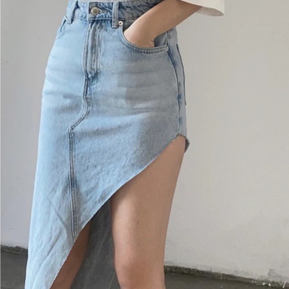 La’ Ros Asymmetrical Denim Skirt - Picture 9 of 11